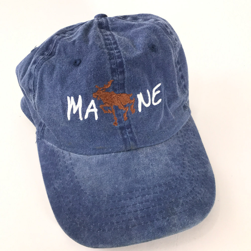 MAINE Moose hat blue cotton buckle back cap